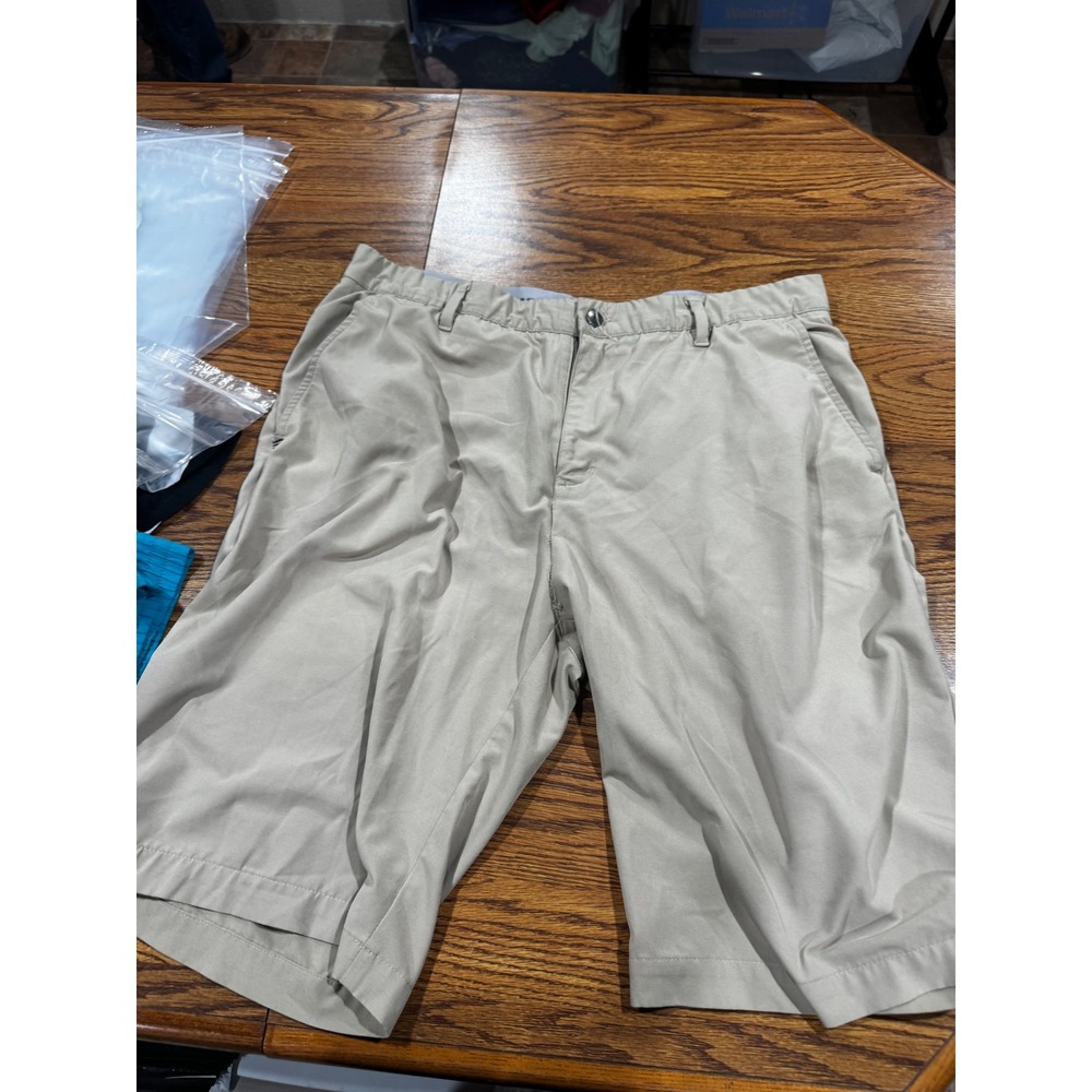 Adidas Golf Mens Khaki Tan Performance Shorts Size 36 Flat‎ Front Athletic